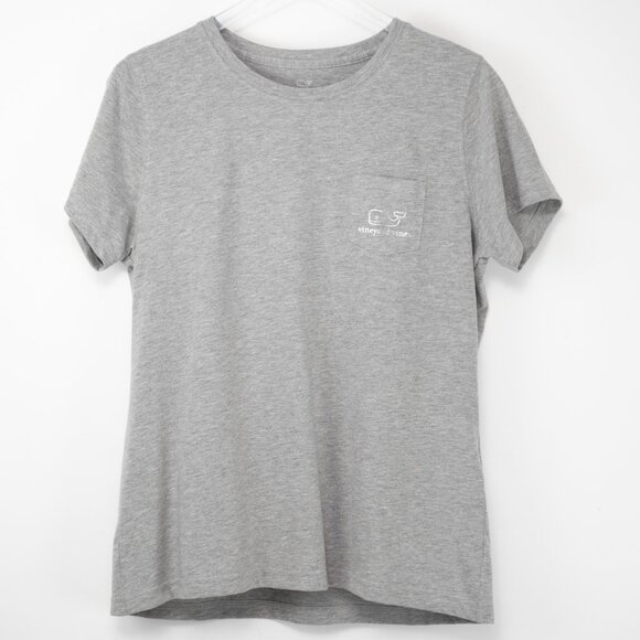 Vineyard Vines Short Sleeve Pocket Tee Foil Whale Heather Gray Size Large New - Picture 2 of 5
